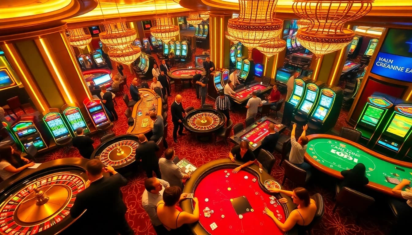 Gamblers enjoying thrilling experiences at dn88 com casino tables with vibrant lights and games.