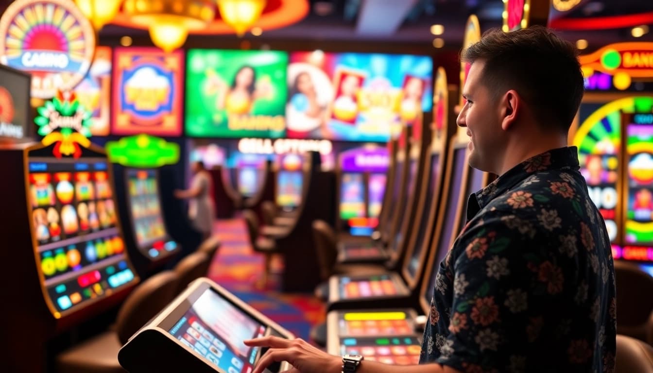 Engaged player experiencing the best online slots at a vibrant virtual casino.
