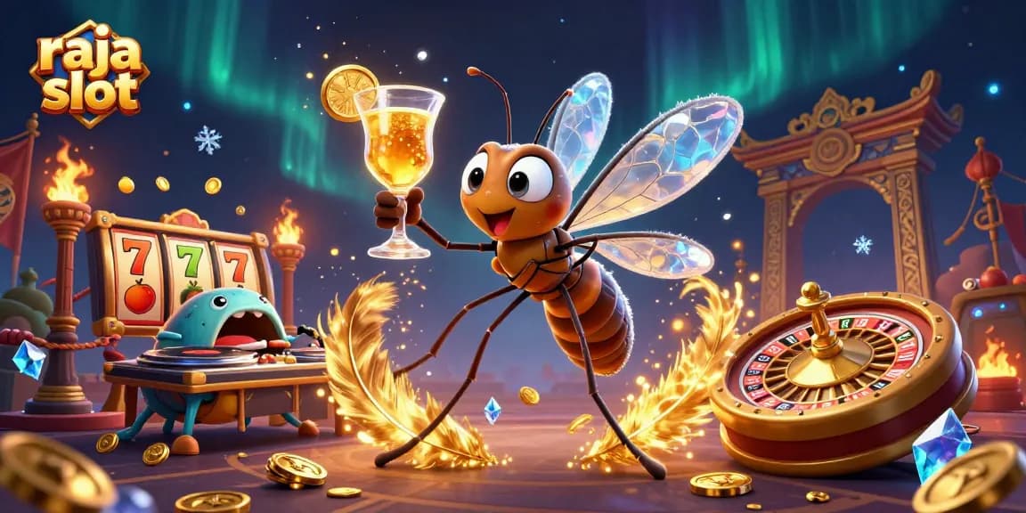 Experience the thrill of raja slot with a lively 3D casino scene featuring unique characters and rich details.