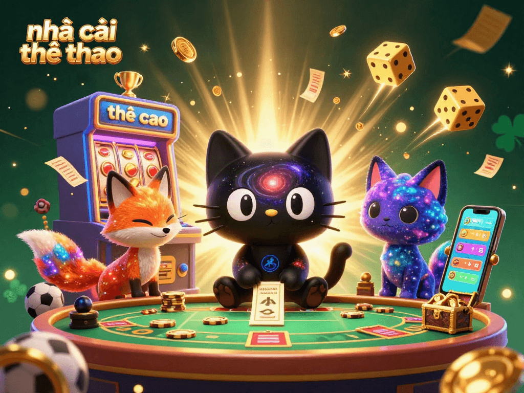 Engage with nhà cái thể thao through vibrant sports betting and casino illustrations, featuring dynamic gaming symbols.