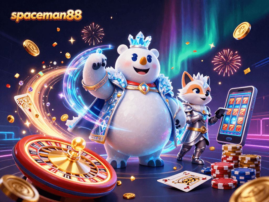 Experience Spaceman88 with dazzling casino elements and vivid characters in an exhilarating 3D scene.