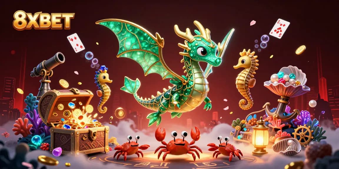 8XBET visualizes underwater adventure with treasure-filled scenes and animated casino elements