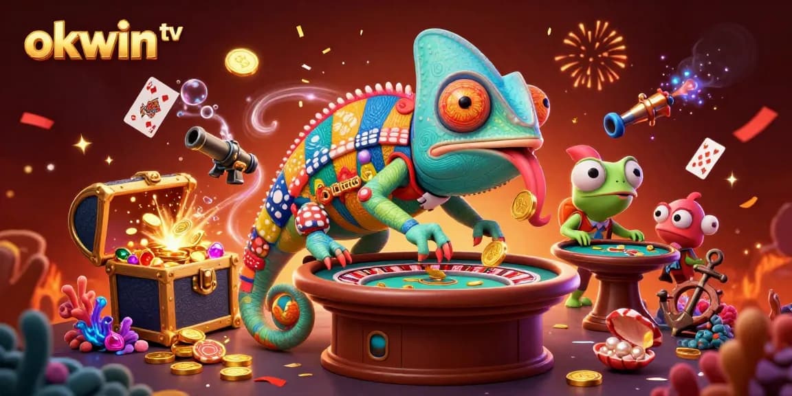 Elevate your gaming with okwin tv, a vibrant illustration showcasing dynamic casino elements and excitement.