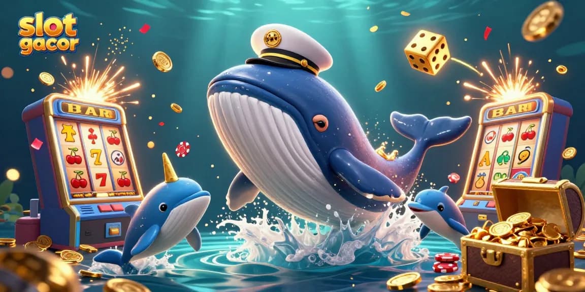 Menyaksikan slot gacor dengan ikan paus kartun besar dan teman-temannya berkeliaran di lautan koin.