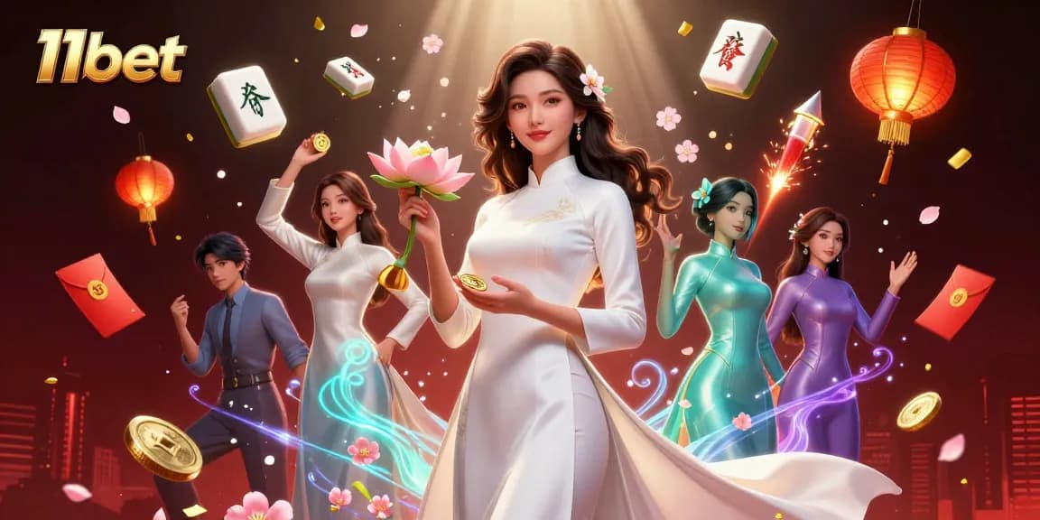Experience thrilling gameplay with 11bet's vivid casino illustration featuring elegant themes and dynamic gaming elements.
