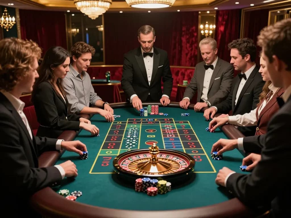 Players engaging in a thrilling roulette game at 789F casino, vibrant atmosphere captured.