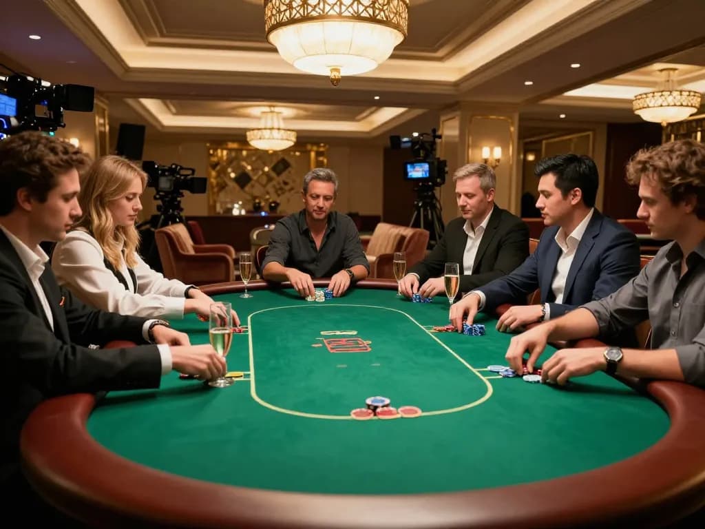 F168 VIP gaming area showcasing an exclusive poker game with elegant decor and engaged players.