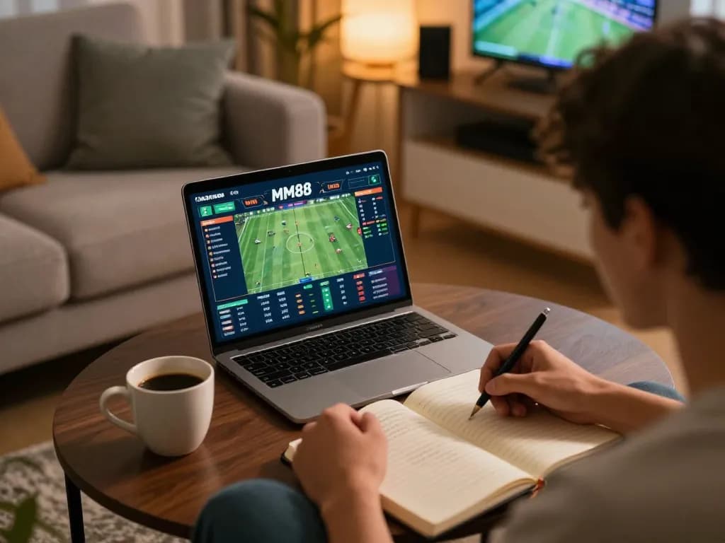 Engaging in MM88 sports betting on a mobile app while strategizing from home