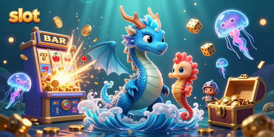 Experience thrilling slot action with a vibrant underwater adventure featuring dragons and seahorse knights.