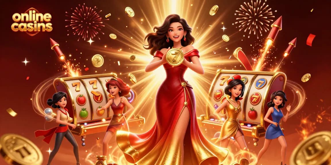 Engage with exciting online casinos featuring slots and jackpots in a vibrant 3D illustration.
