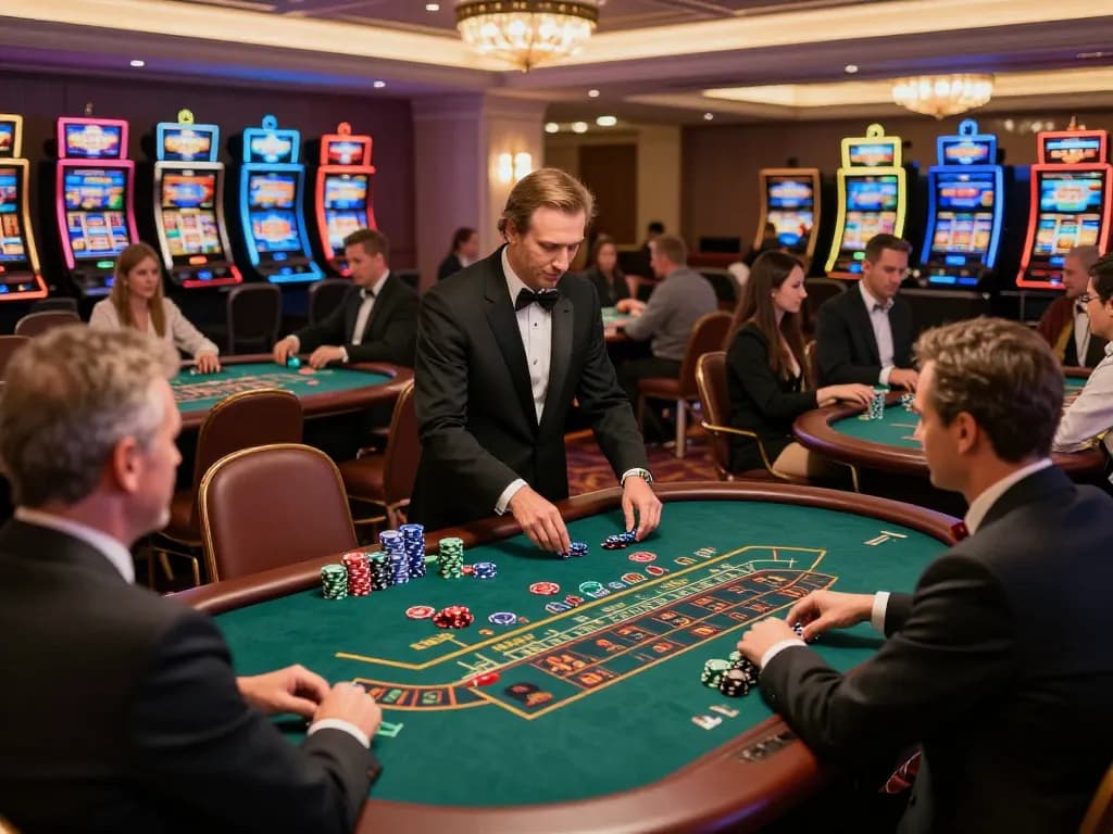 Players engaged in exciting games at 8xbet casino, showcasing dealers and dynamic gameplay.