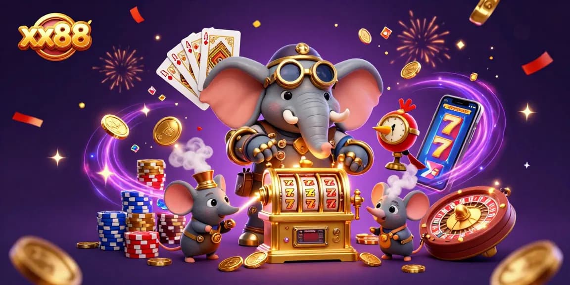 Experience the thrill of xx88 with dynamic casino action featuring steampunk elements and vibrant gaming effects.