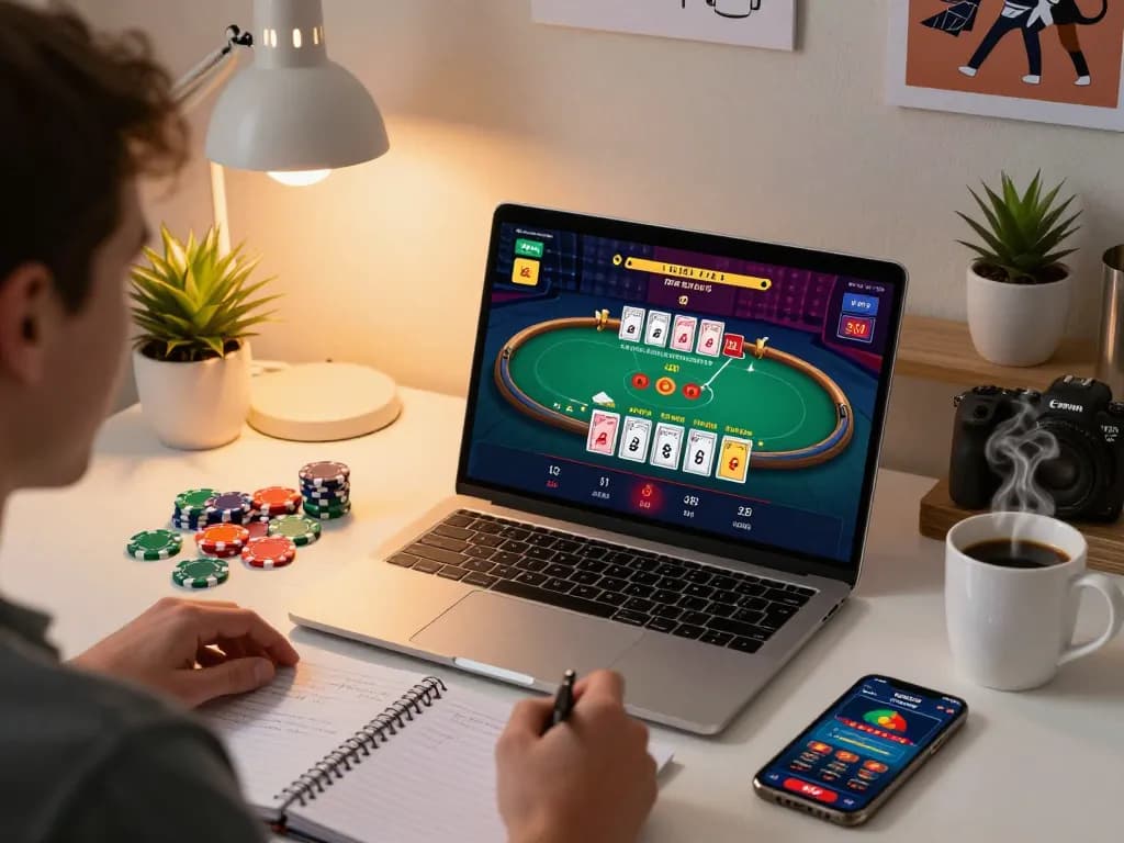 Experience strategic gameplay with megaplus88 in a cozy home gaming setup.