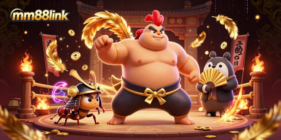 Experience high-stakes excitement with mm88link at this vibrant 3D casino scene.