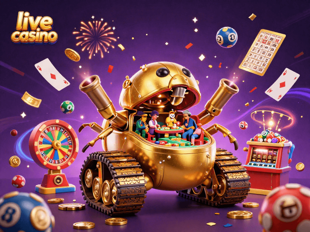 Experience the thrill of a live casino with vibrant characters and dynamic game elements.