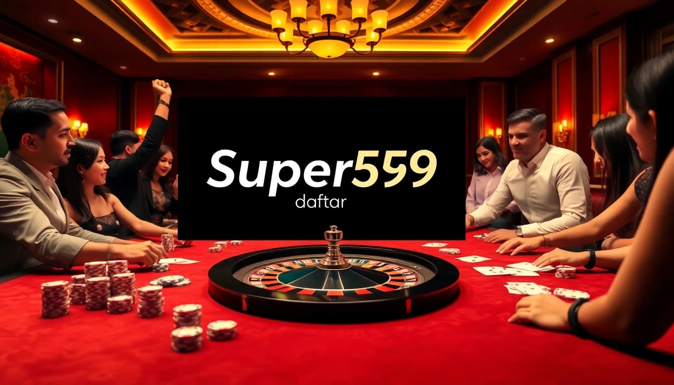 Players enjoying a thrilling experience at Super59 daftar with poker chips and roulette.