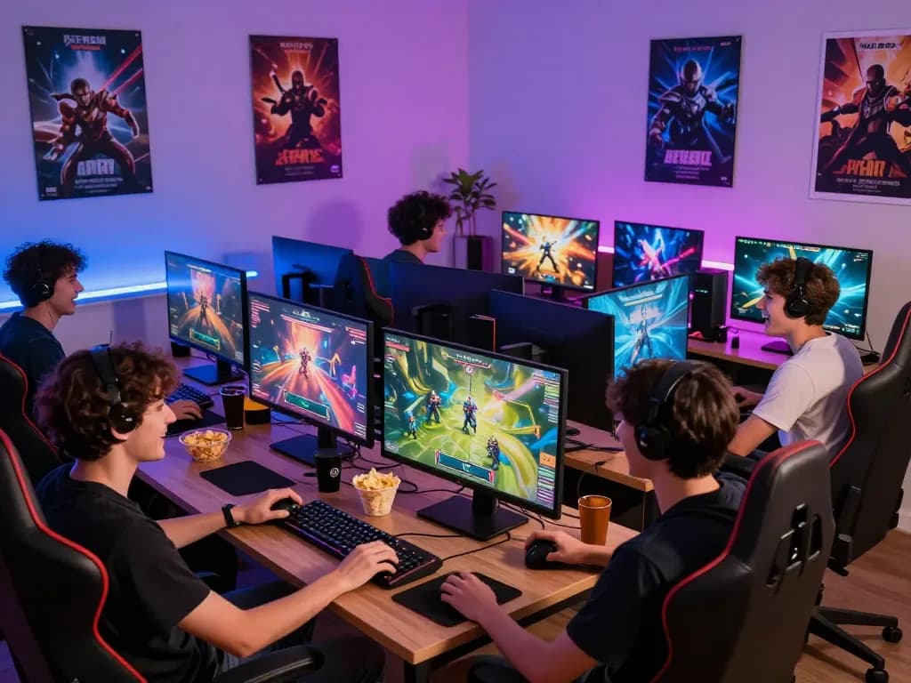 Engaging online gaming scene with players enjoying sunwin20 games in a cozy environment
