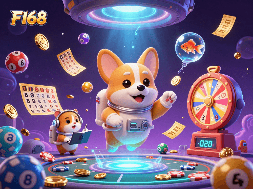 Join F168 in a dynamic space casino adventure with thrilling lottery games and vibrant prizes!