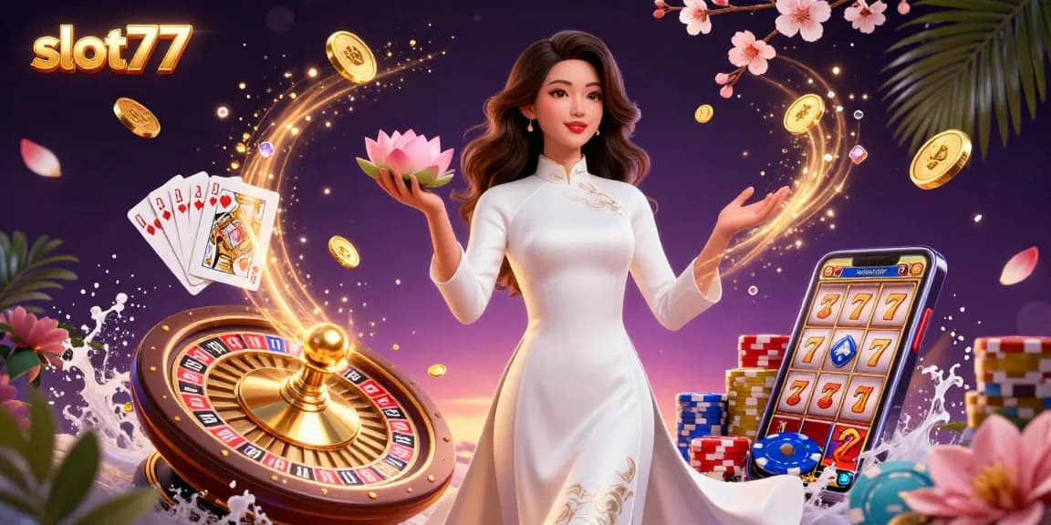 Experience the excitement of slot77 with dynamic elements including cascades of coins and lucky symbols.