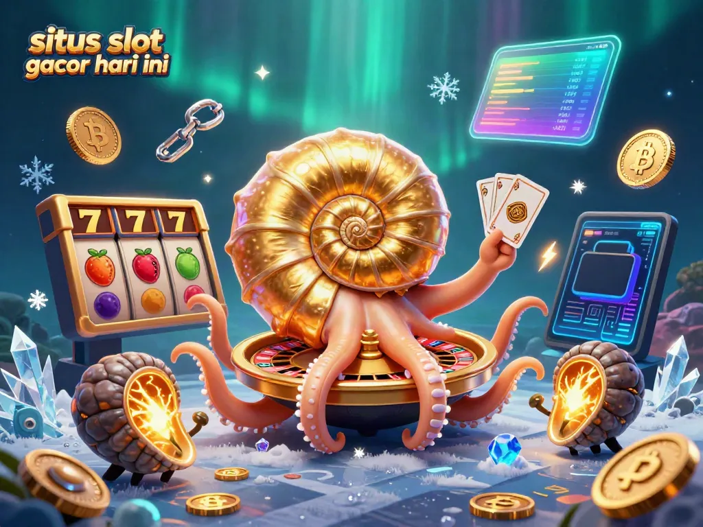 Mengalami permainan slot gacor hari ini dengan karakter nautilus raksasa dan simbol keberuntungan di dunia digital.