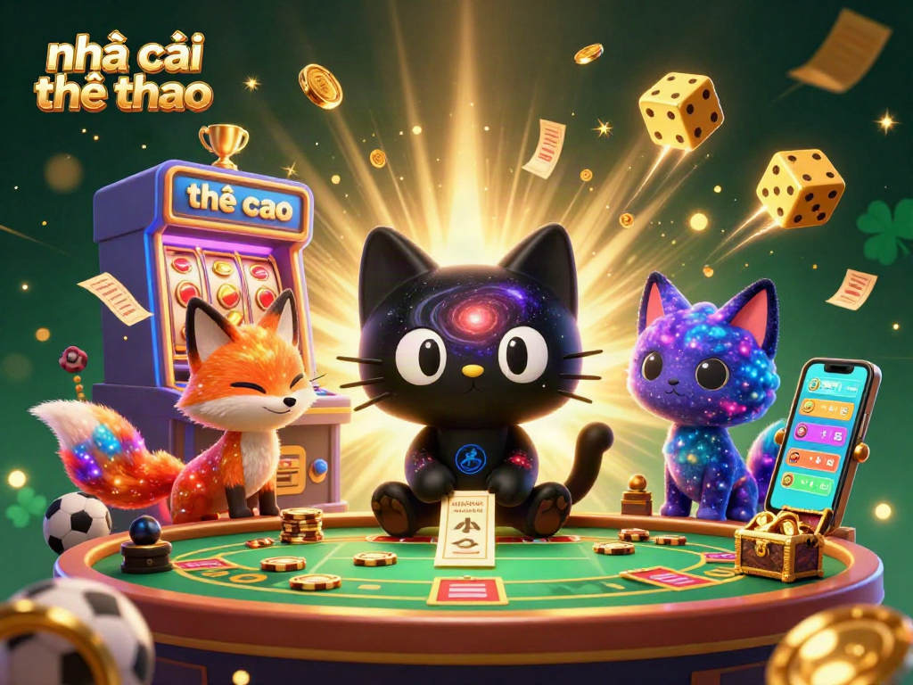 Engage with nhà cái thể thao through vibrant sports betting and casino illustrations, featuring dynamic gaming symbols.