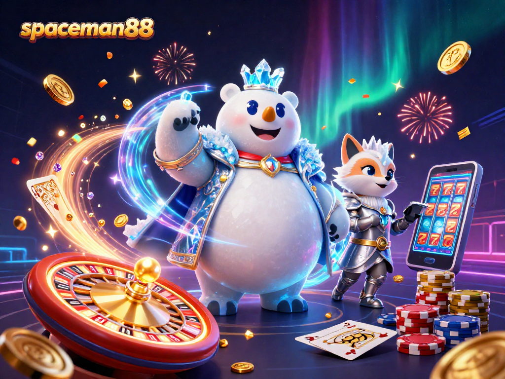 Experience Spaceman88 with dazzling casino elements and vivid characters in an exhilarating 3D scene.