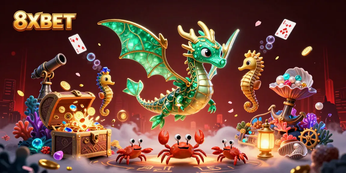 8XBET visualizes underwater adventure with treasure-filled scenes and animated casino elements