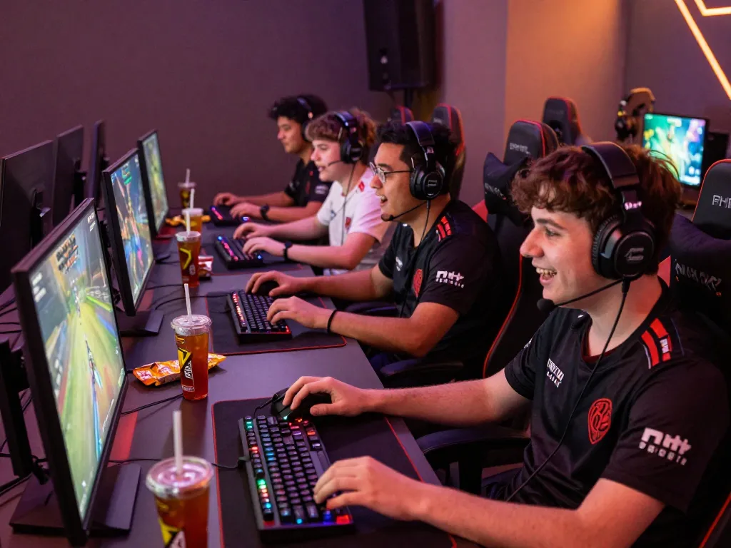Players immersed in OMBAK77 gaming session, showcasing excitement and community.