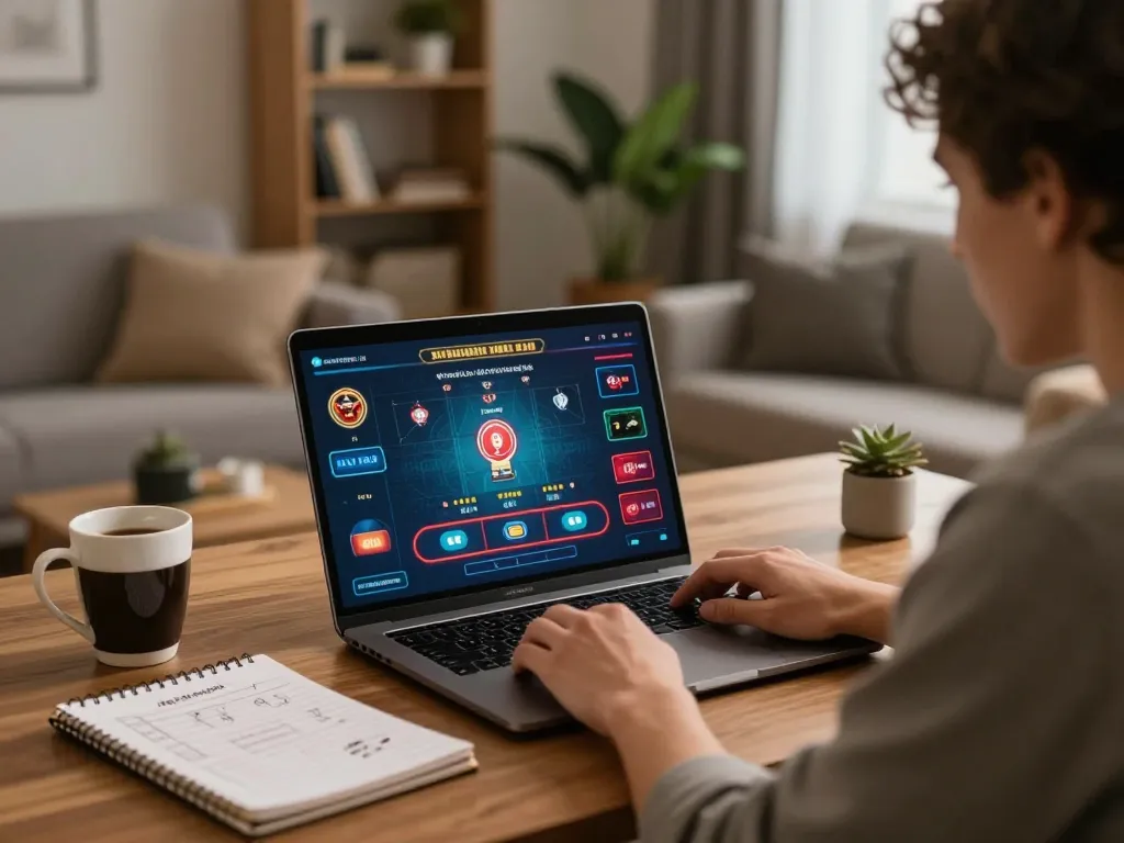 Engaging online gameplay at home on king33 platform with live dealer interaction and strategic notes.