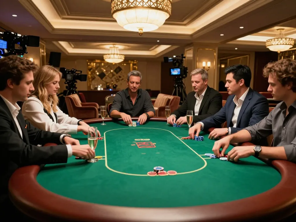 F168 VIP gaming area showcasing an exclusive poker game with elegant decor and engaged players.