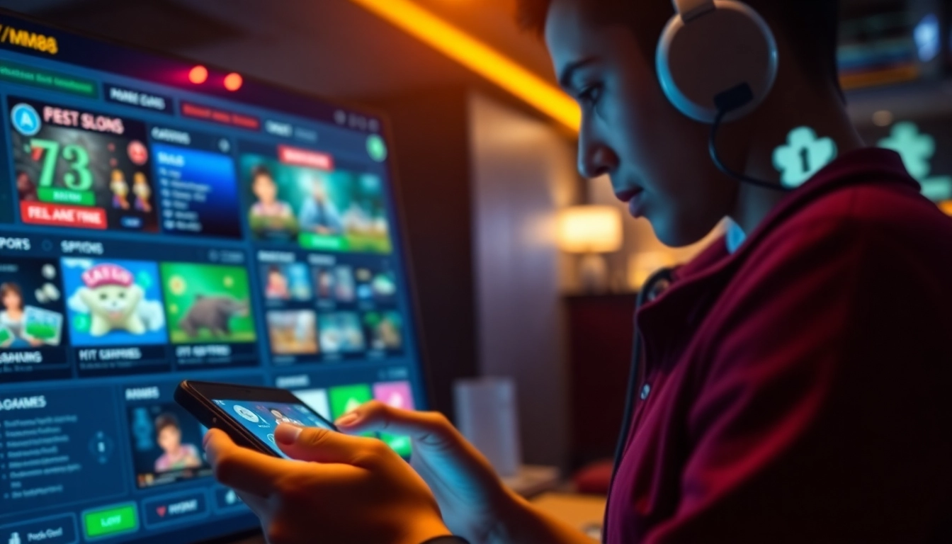 Engaging scene of a user experiencing MM88 com's secure and modern online gambling platform.