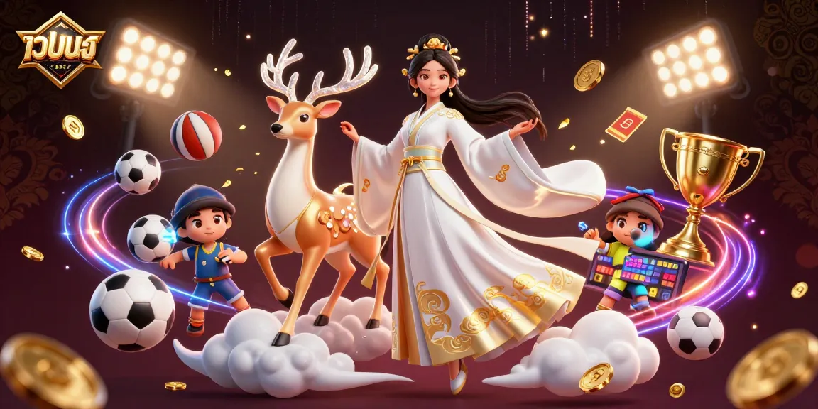 Experience เว็บตรง gaming excitement with this vibrant 3D digital illustration showcasing dynamic sports betting elements.