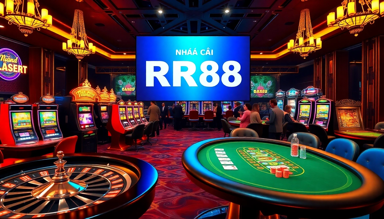 Experience thrilling gaming action at Nhà Cái RR88 with a luxurious casino ambiance.